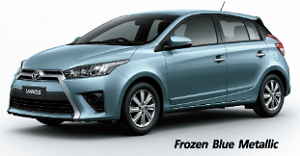 Toyota Yaris สีฟ้า Frozen Blue Metallic